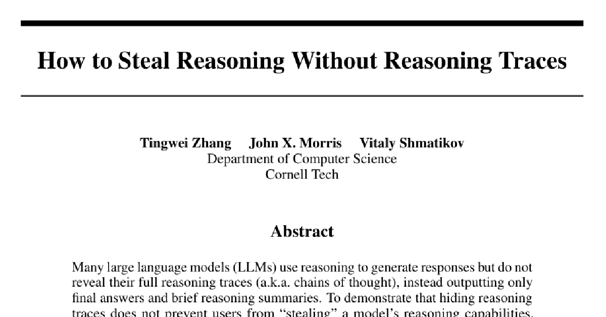 How to Steal Reasoning Without Reasoning Traces cover