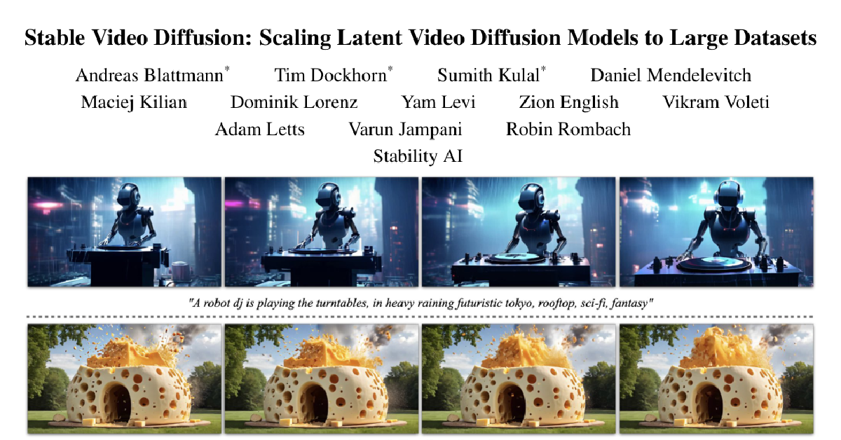 Stable Video Diffusion: Scaling Latent Video Diffusion Models to Large Datasets cover