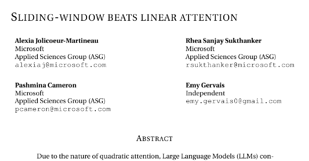 Sliding-window beats linear attention cover