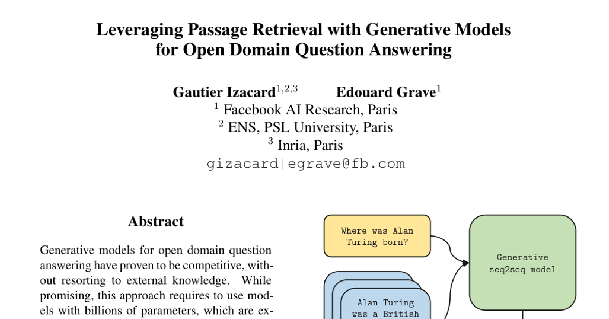 Leveraging Passage Retrieval with Generative Models for Open Domain Question Answering cover