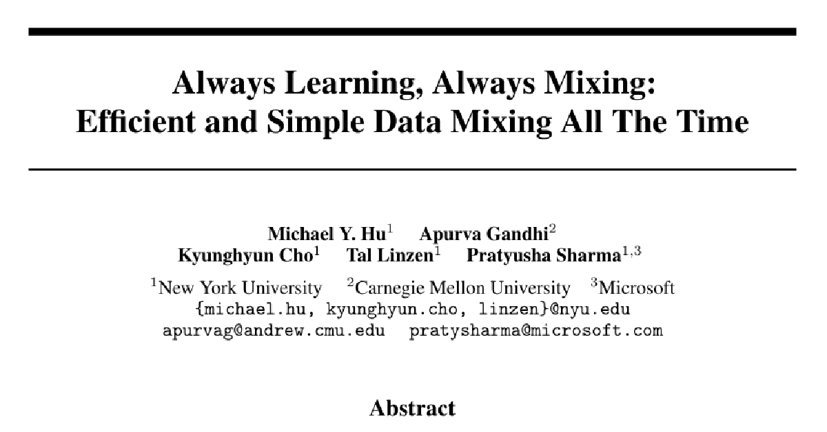 Always Learning, Always Mixing: Efficient and Simple Data Mixing All The Time cover