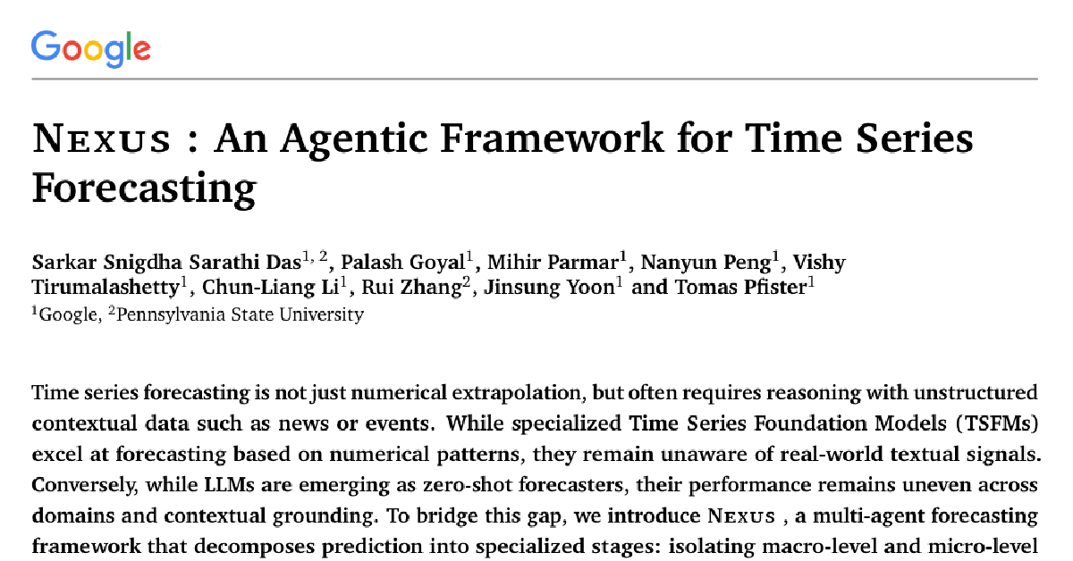 Nexus : An Agentic Framework for Time Series Forecasting cover