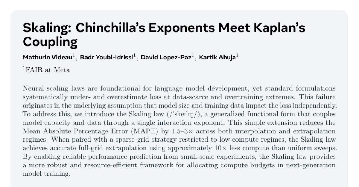 Skaling: Chinchilla's Exponents Meet Kaplan's Coupling cover