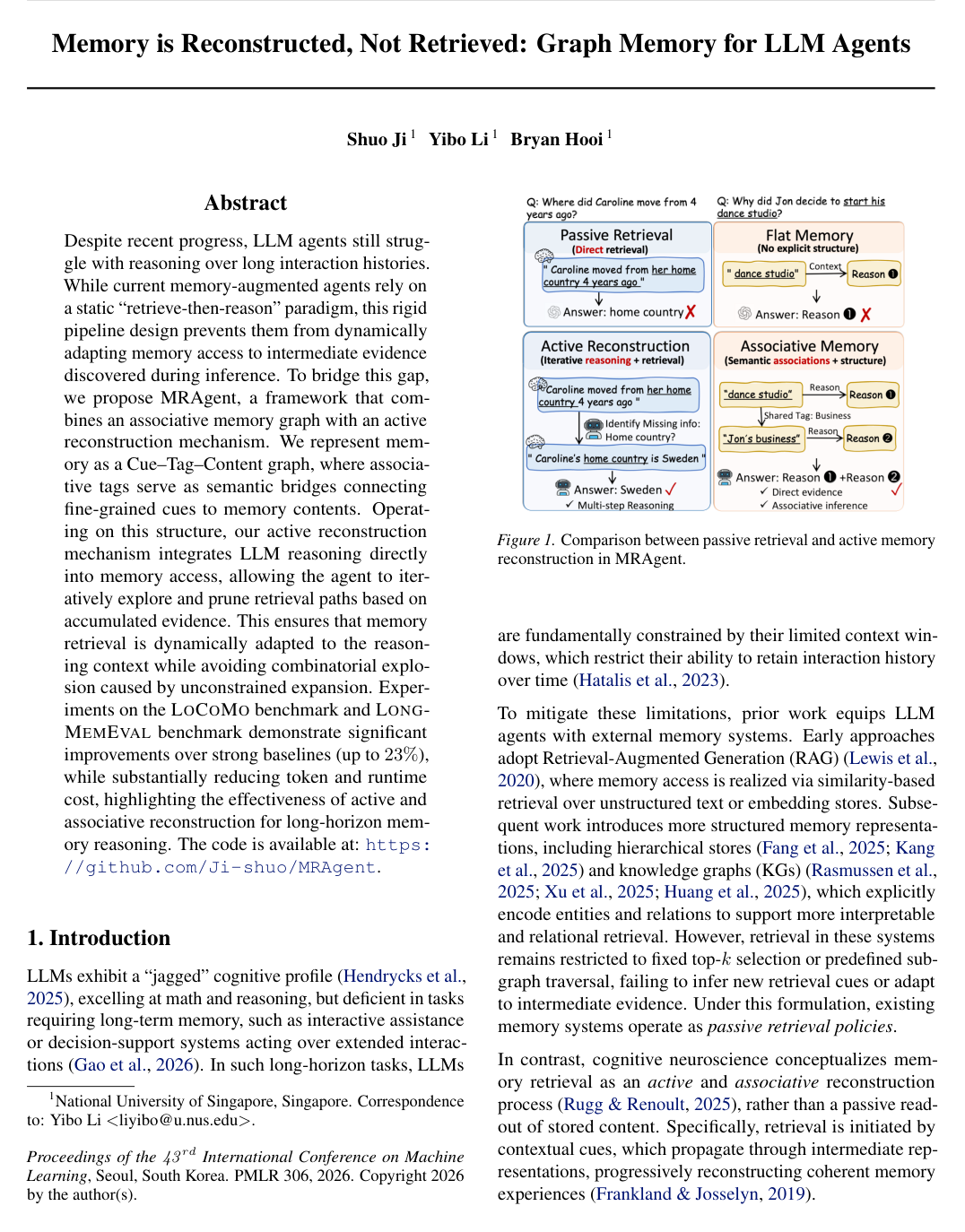 Memory is Reconstructed, Not Retrieved: Graph Memory for LLM Agents