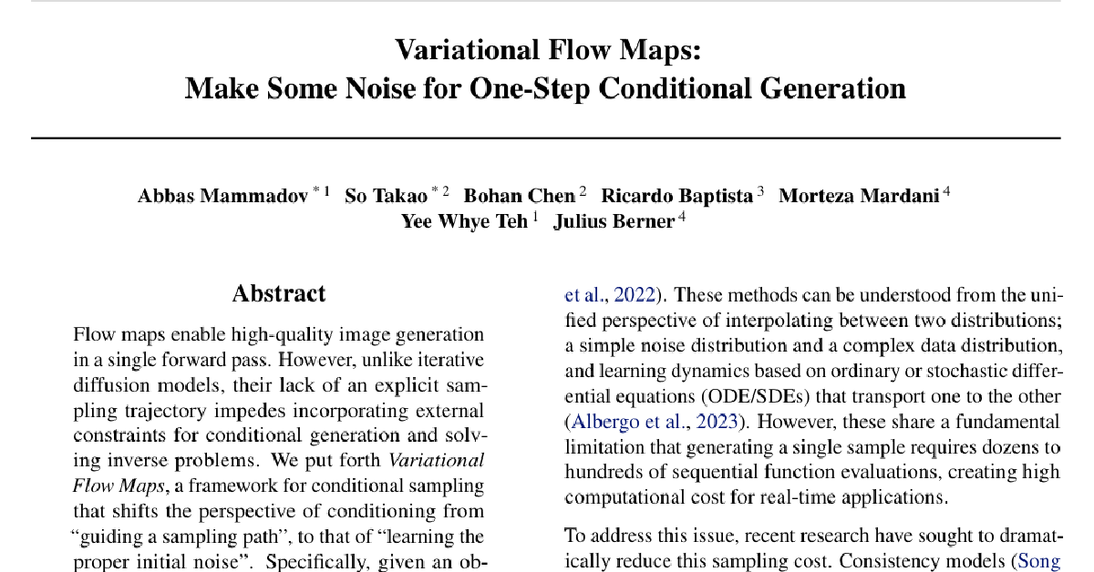 Variational Flow Maps: Make Some Noise for One-Step Conditional Generation cover