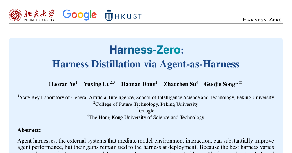 Harness-Zero: Harness Distillation via Agent-as-Harness cover