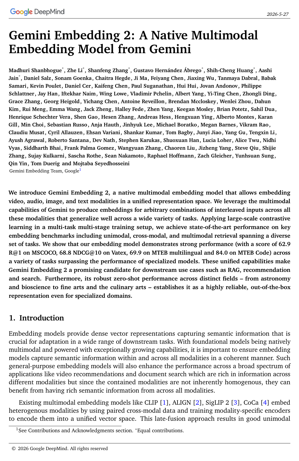 Gemini Embedding 2: A Native Multimodal Embedding Model from Gemini