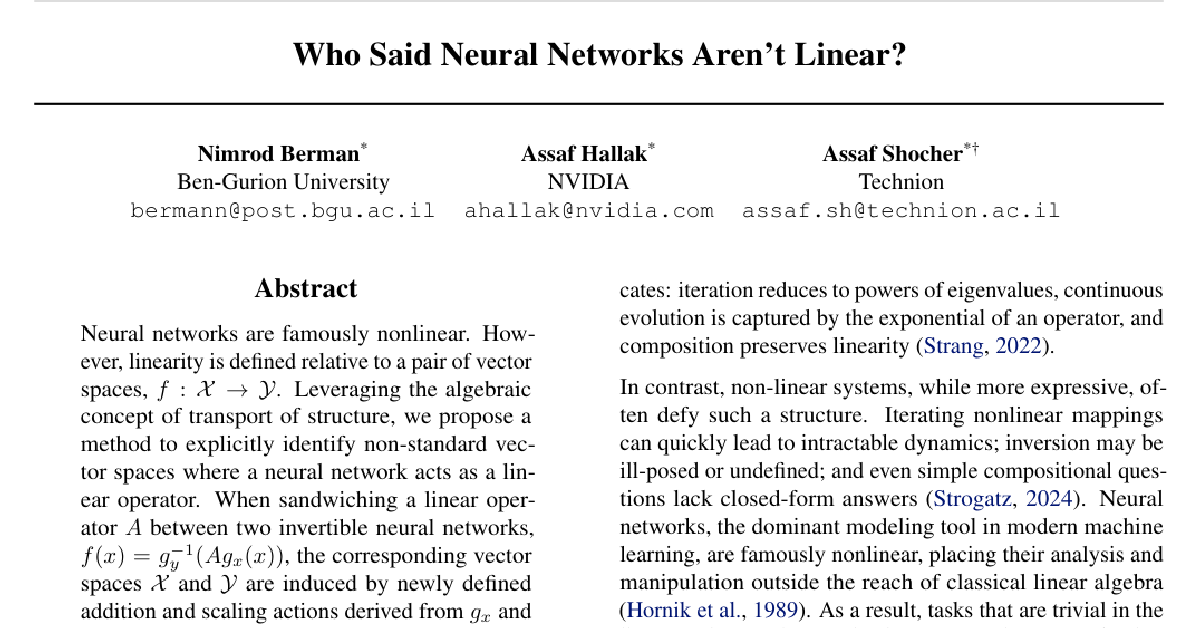 Who Said Neural Networks Aren't Linear? cover