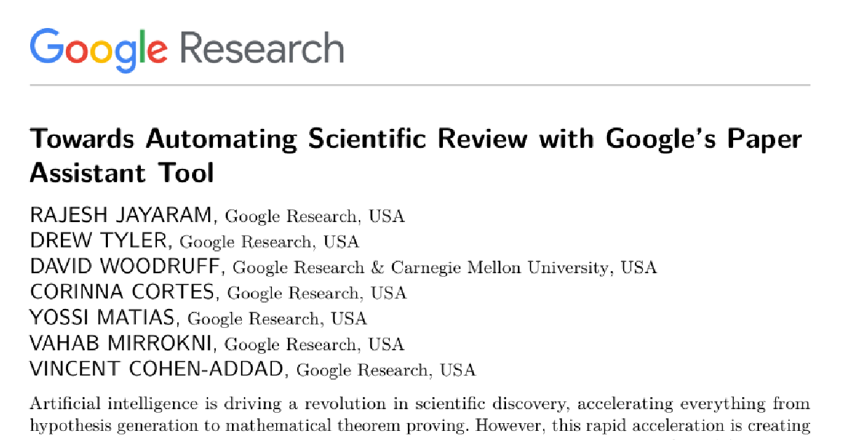 Towards Automating Scientific Review with Google's Paper Assistant Tool cover