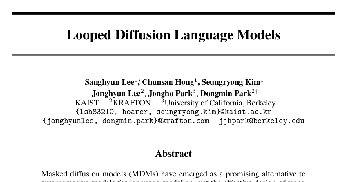 Looped Diffusion Language Models cover