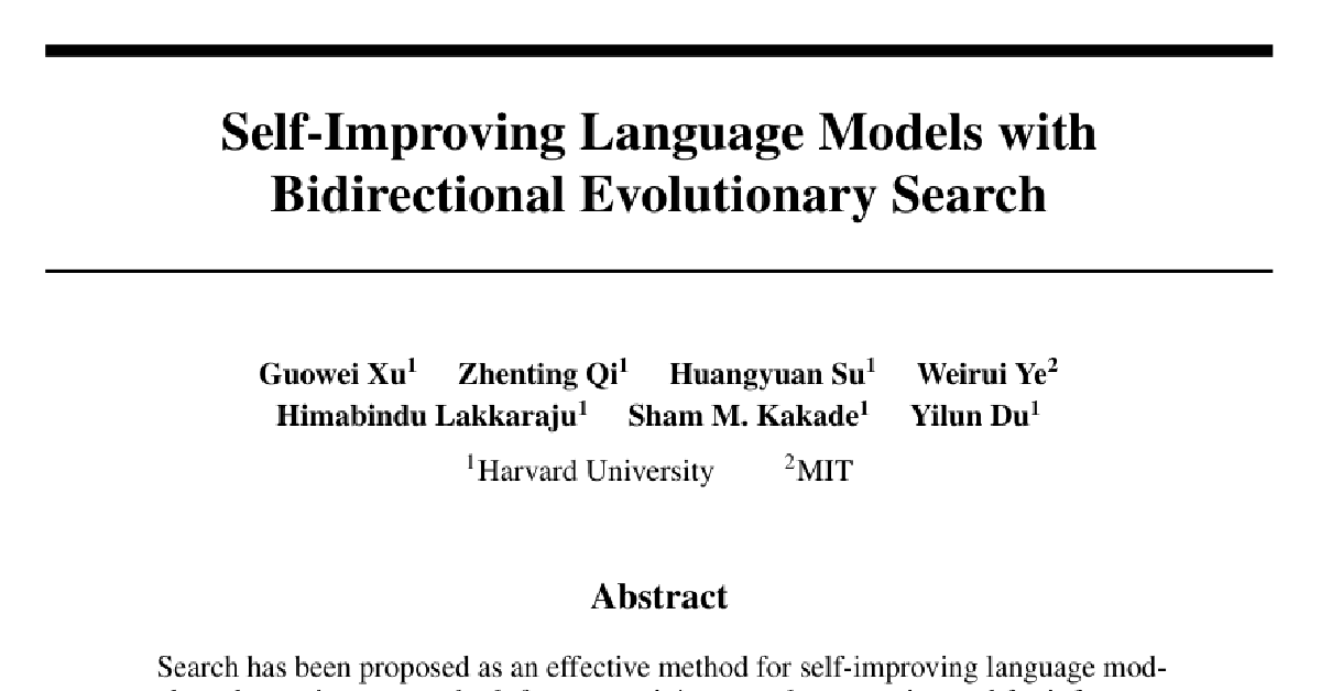 Self-Improving Language Models with Bidirectional Evolutionary Search cover