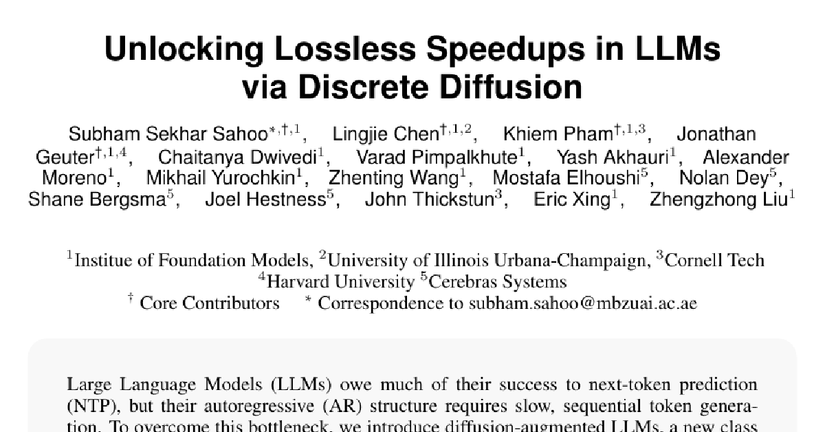 Unlocking Lossless Speedups in LLMs via Discrete Diffusion cover