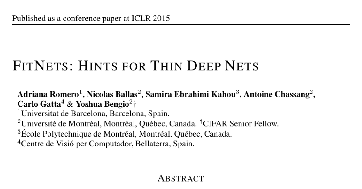 FitNets: Hints for Thin Deep Nets cover
