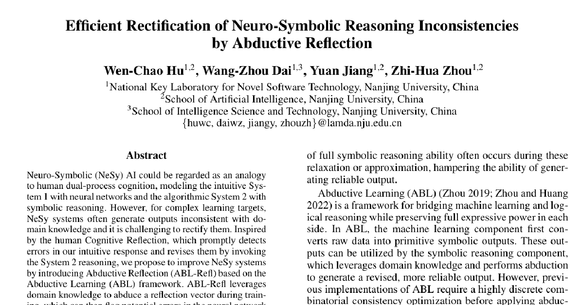 Efficient Rectification of Neuro-Symbolic Reasoning Inconsistencies by Abductive Reflection cover