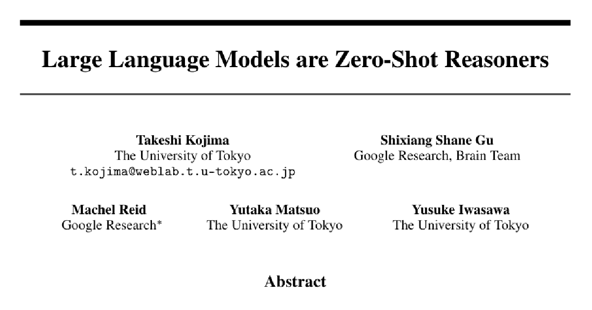 Large Language Models are Zero-Shot Reasoners cover