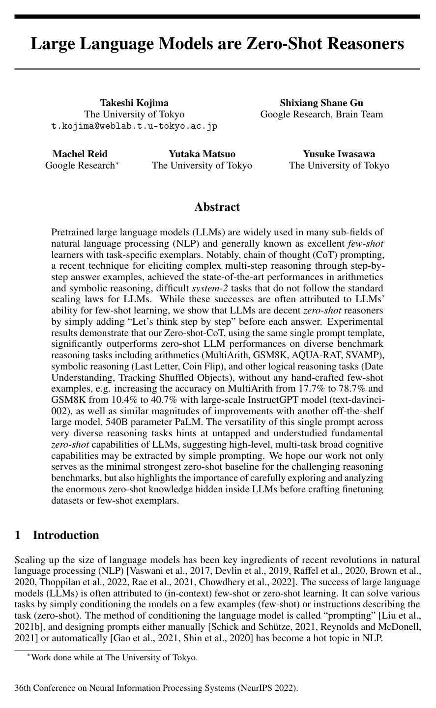 Large Language Models are Zero-Shot Reasoners