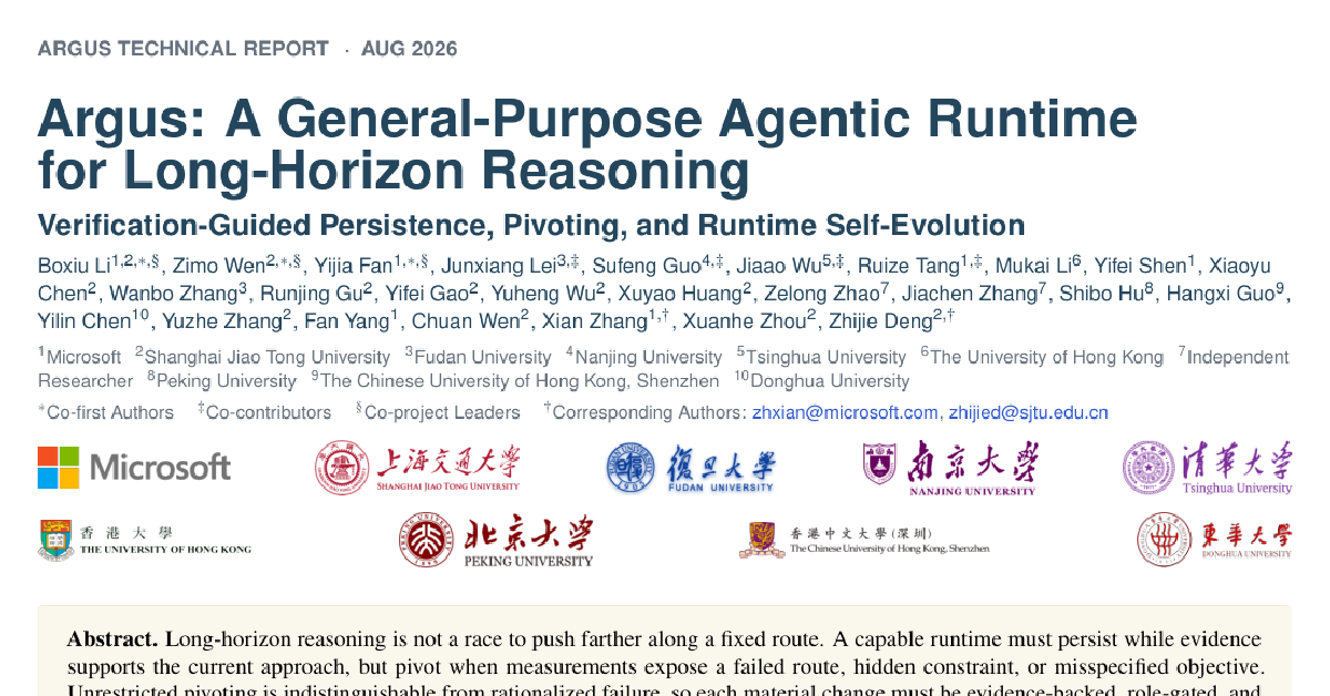 Argus: A General-Purpose Agentic Runtime for Long-Horizon Reasoning cover