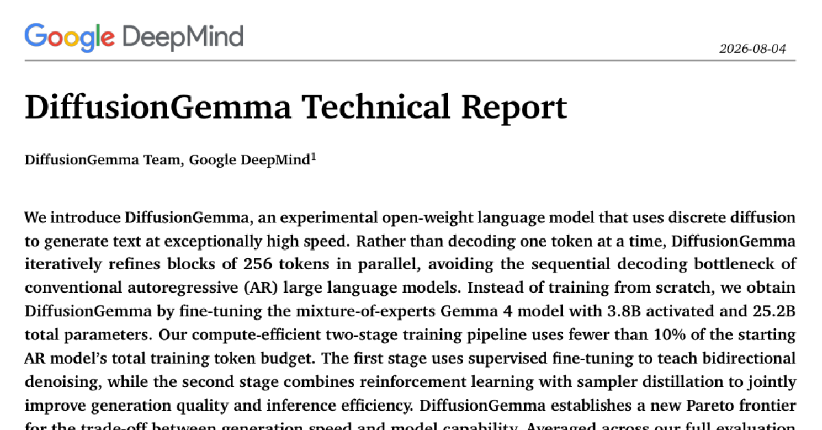 DiffusionGemma Technical Report cover