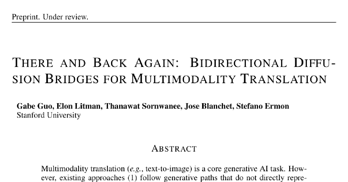 There and Back Again: Bidirectional Diffusion Bridges for Multimodality Translation cover
