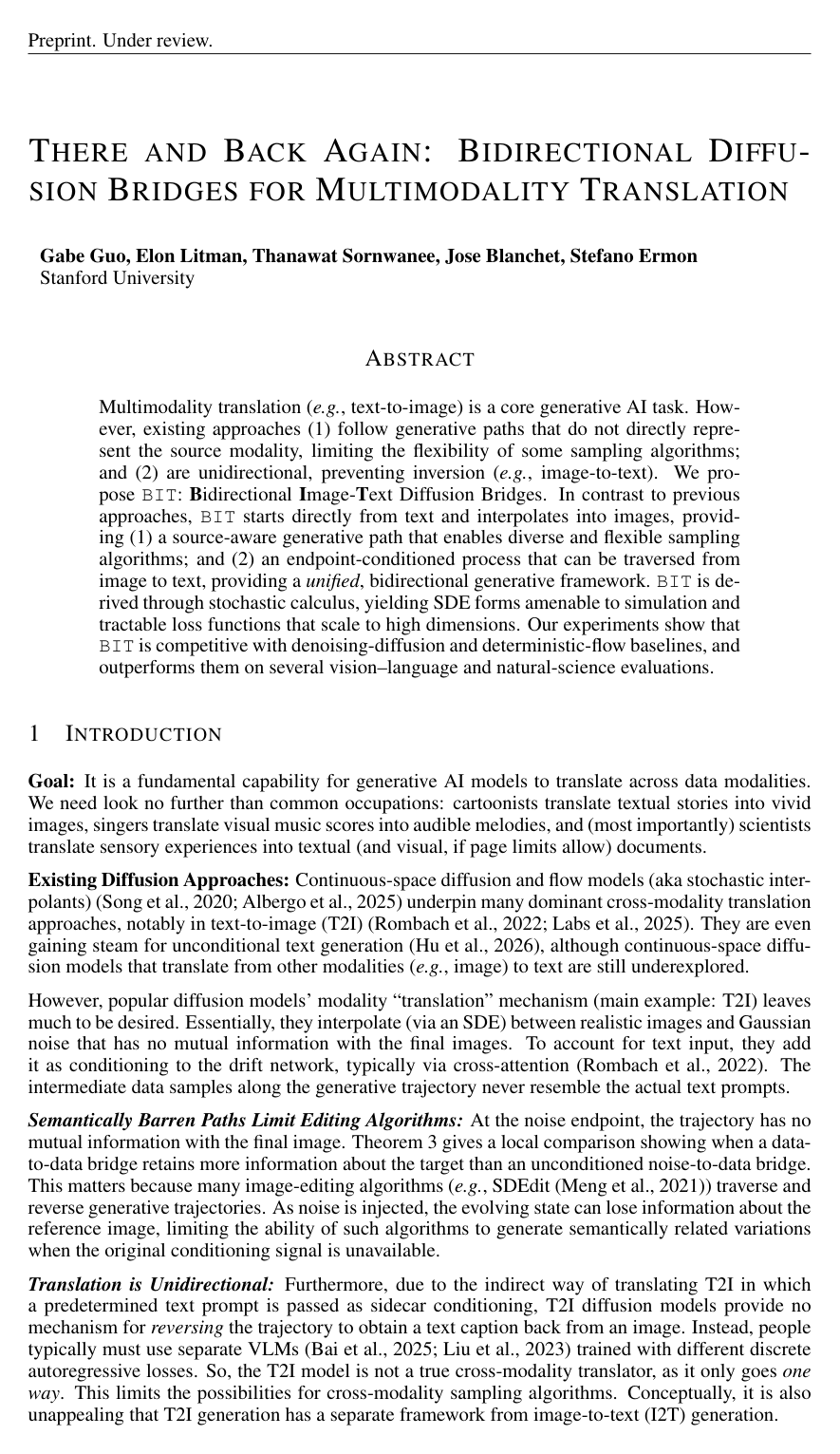 There and Back Again: Bidirectional Diffusion Bridges for Multimodality Translation