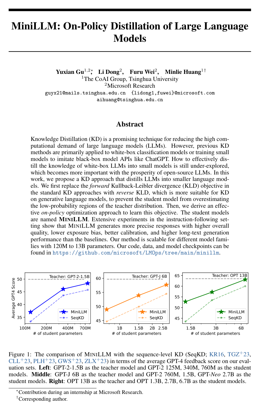 MiniLLM: On-Policy Distillation of Large Language Models