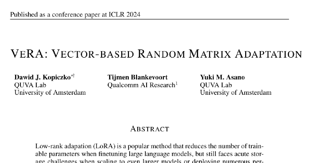 VeRA: Vector-based Random Matrix Adaptation cover