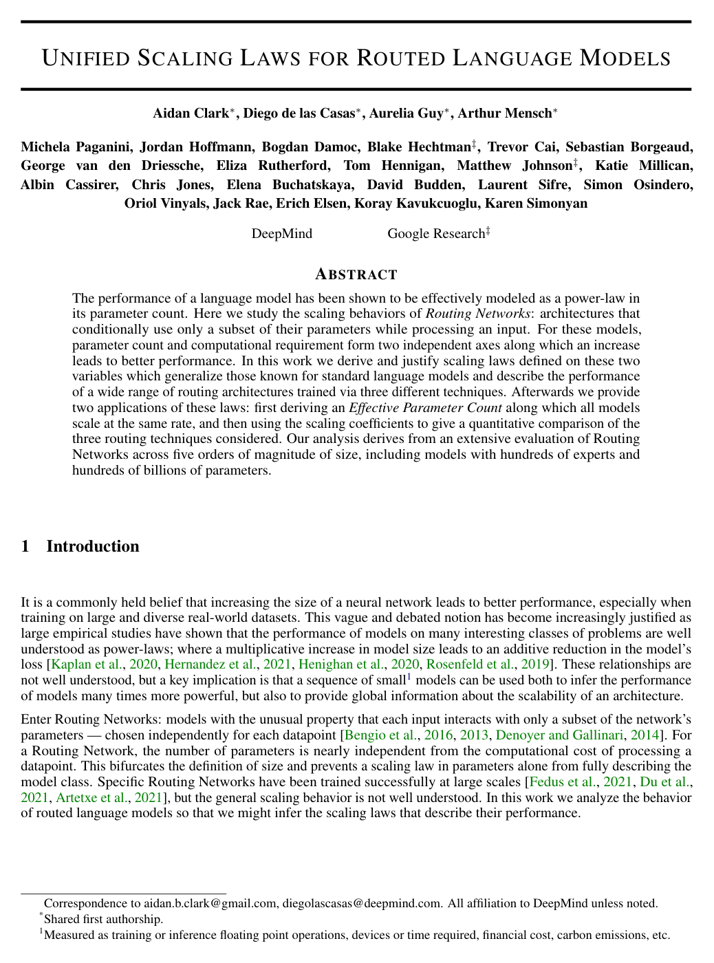 Unified Scaling Laws for Routed Language Models