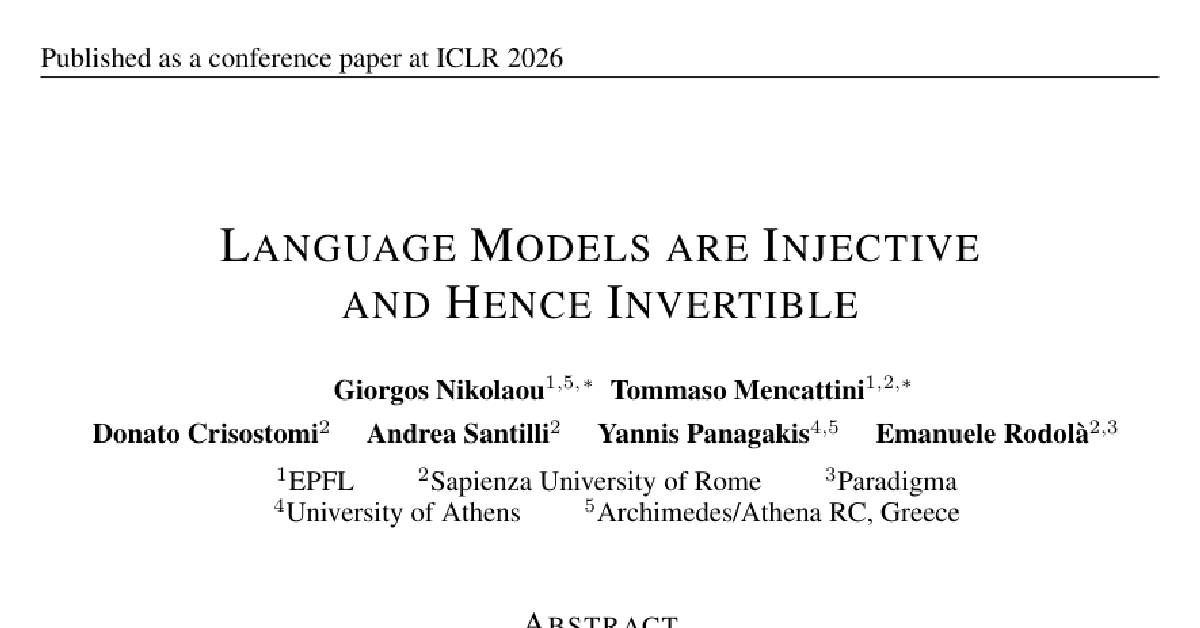 Language Models are Injective and Hence Invertible cover