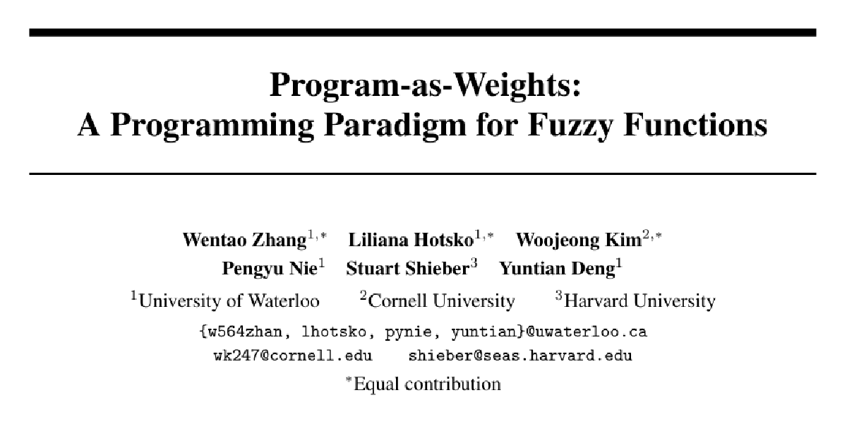 Program-as-Weights: A Programming Paradigm for Fuzzy Functions cover