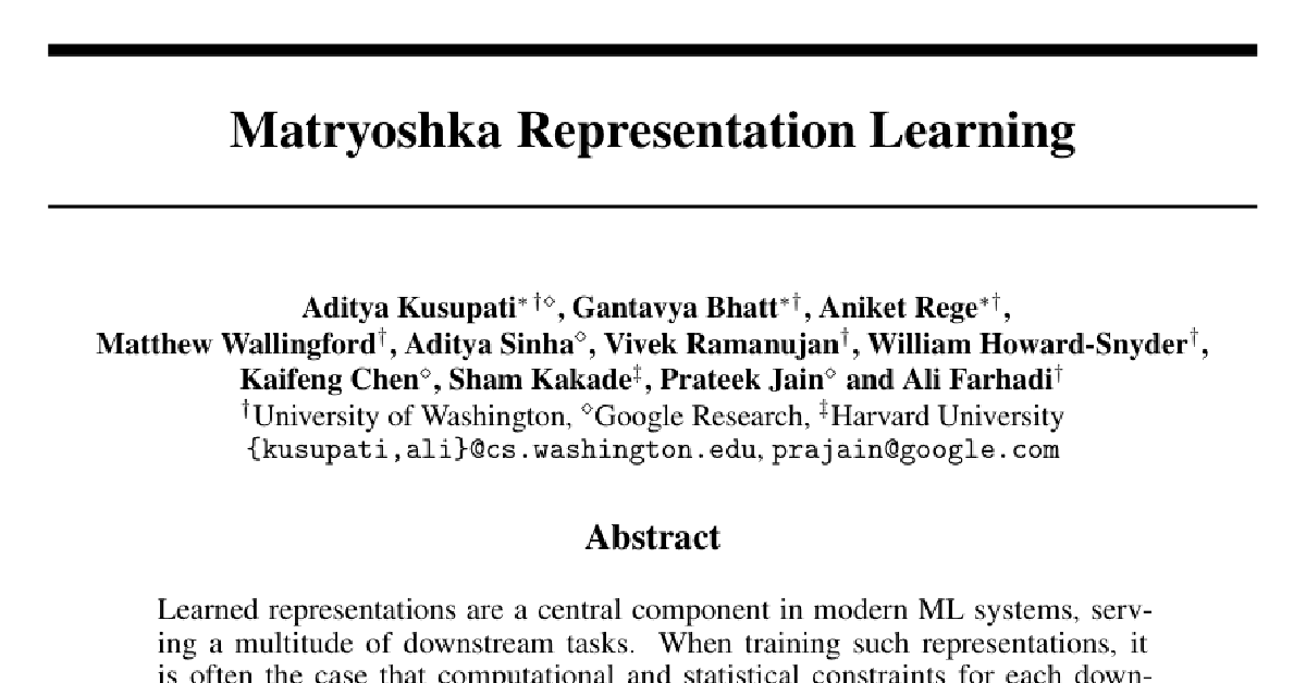 Matryoshka Representation Learning cover