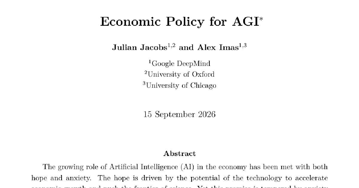 Economic Policy for AGI cover