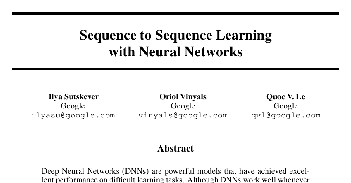 Sequence to Sequence Learning with Neural Networks cover