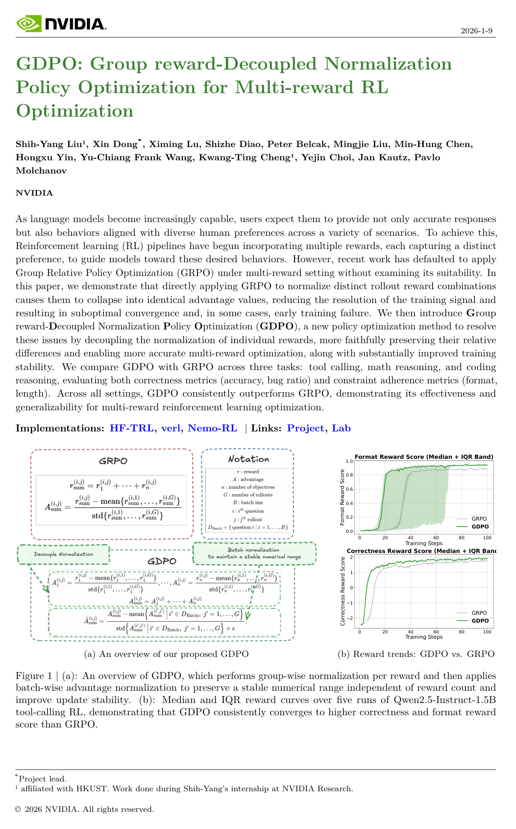 GDPO: Group reward-Decoupled Normalization Policy Optimization for Multi-reward RL Optimization