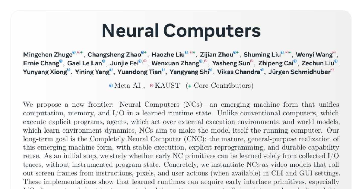 Neural Computers cover