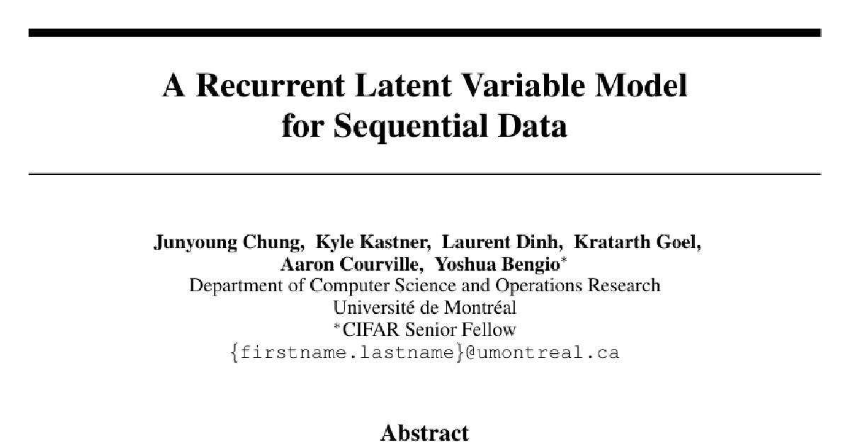 A Recurrent Latent Variable Model for Sequential Data cover