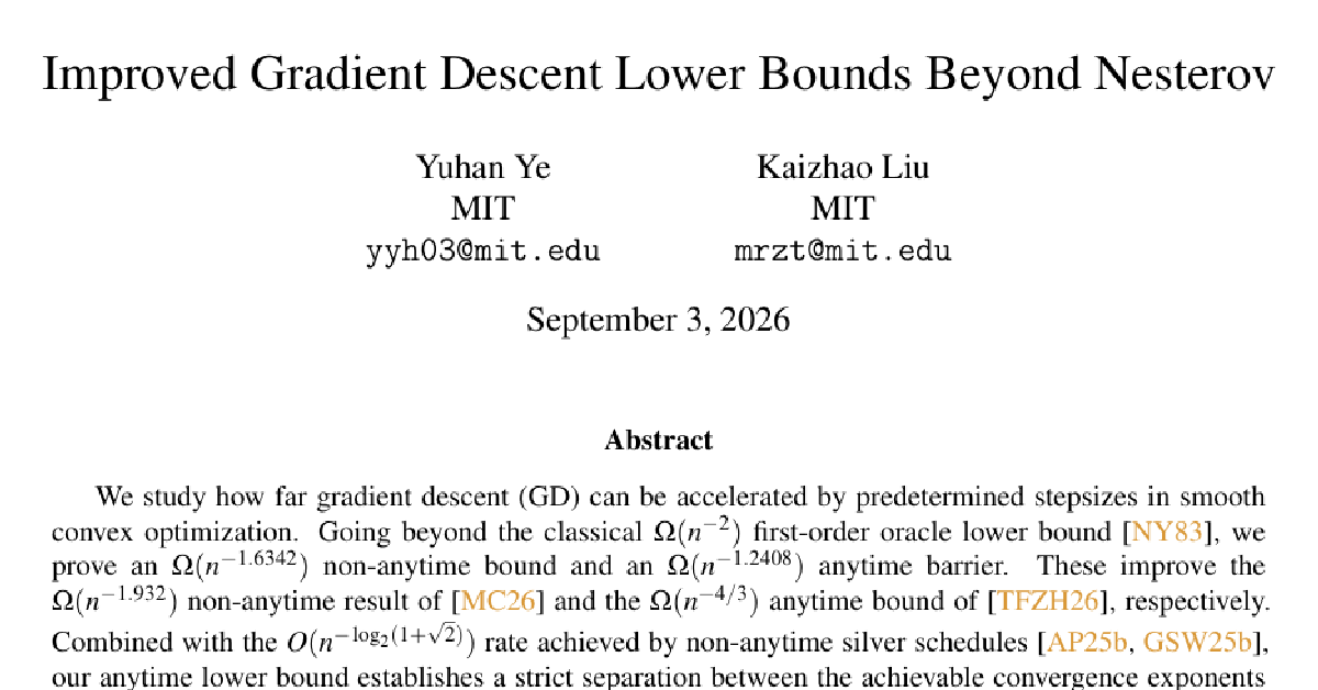 Improved Gradient Descent Lower Bounds Beyond Nesterov cover