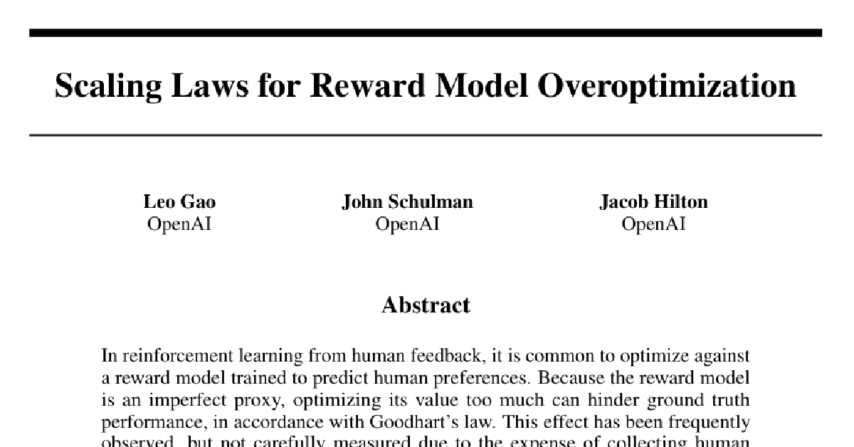 Scaling Laws for Reward Model Overoptimization cover