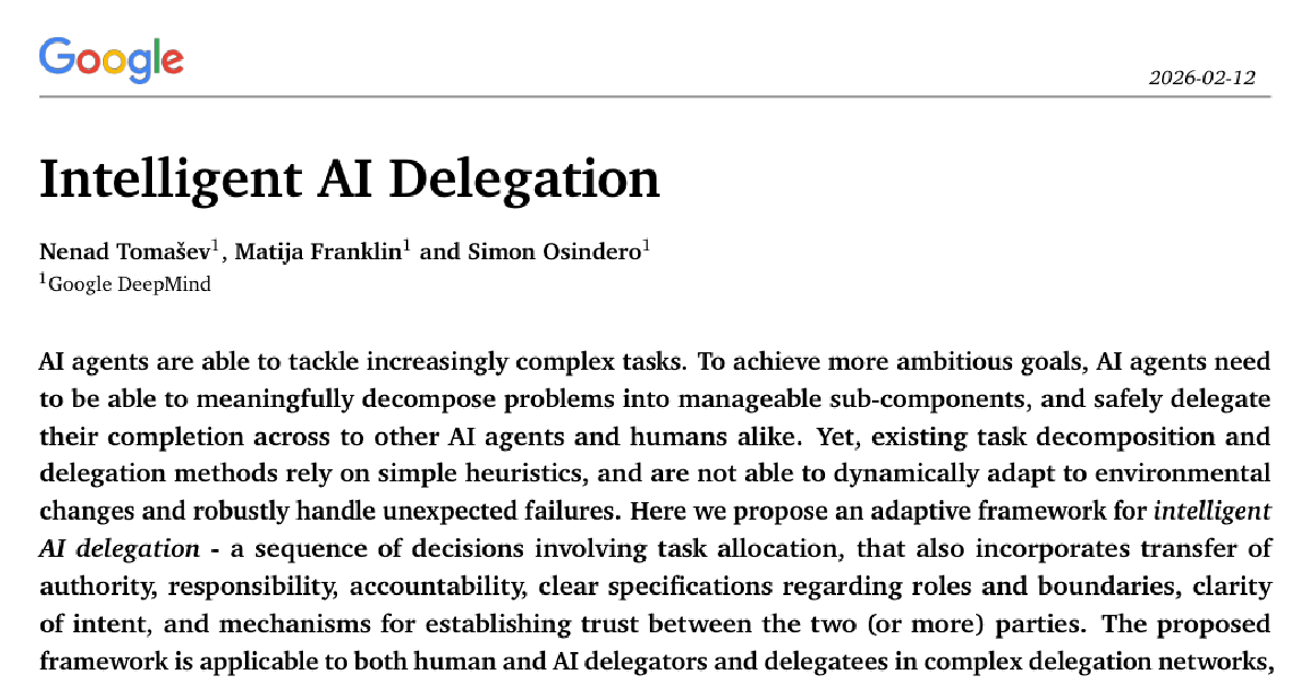 Intelligent AI Delegation cover