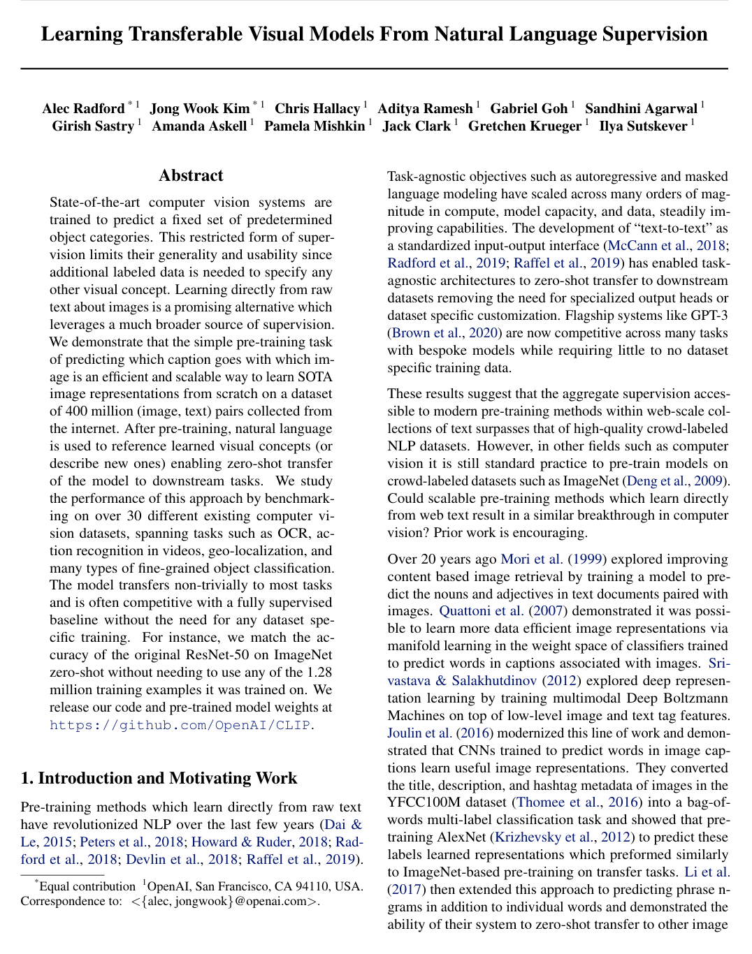 Learning Transferable Visual Models From Natural Language Supervision