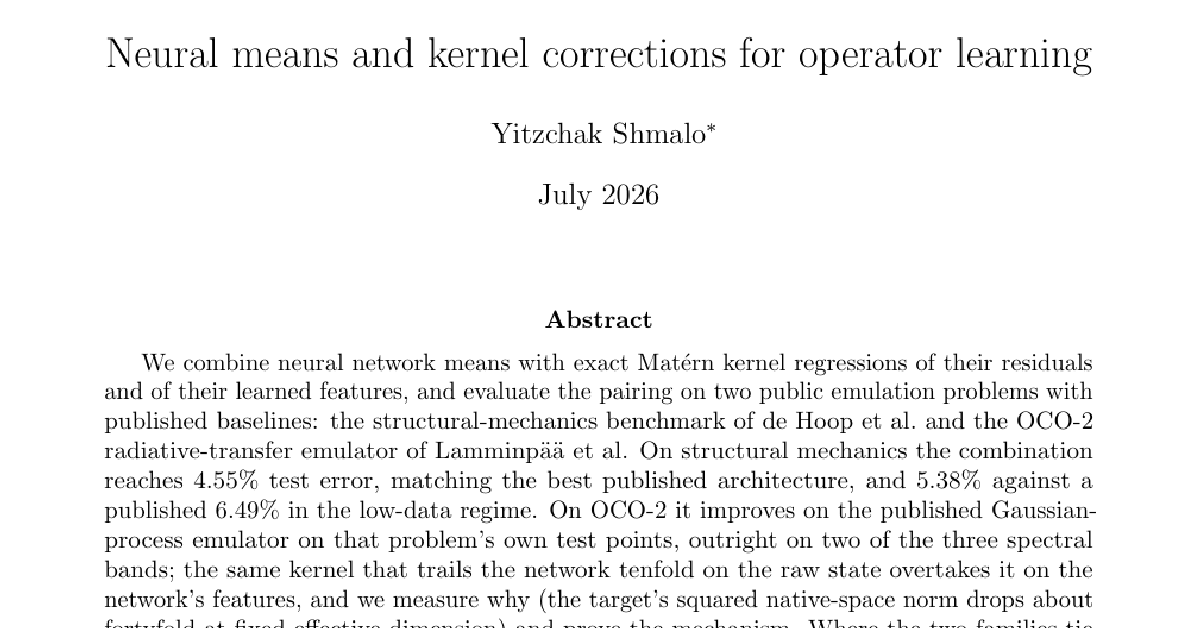 Neural means and kernel corrections for operator learning cover