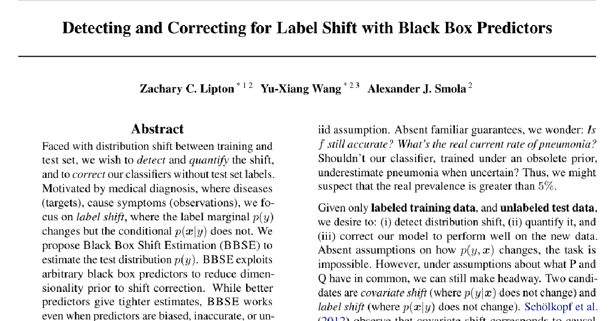Detecting and Correcting for Label Shift with Black Box Predictors cover