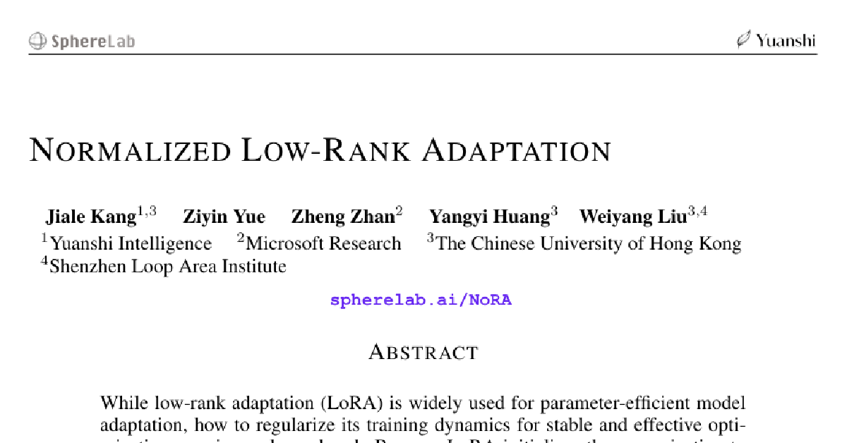 Normalized Low-Rank Adaptation cover