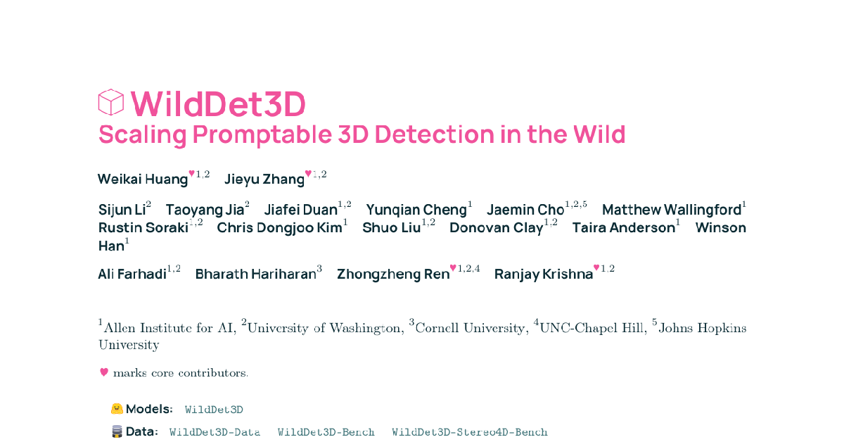 WildDet3D: Scaling Promptable 3D Detection in the Wild cover