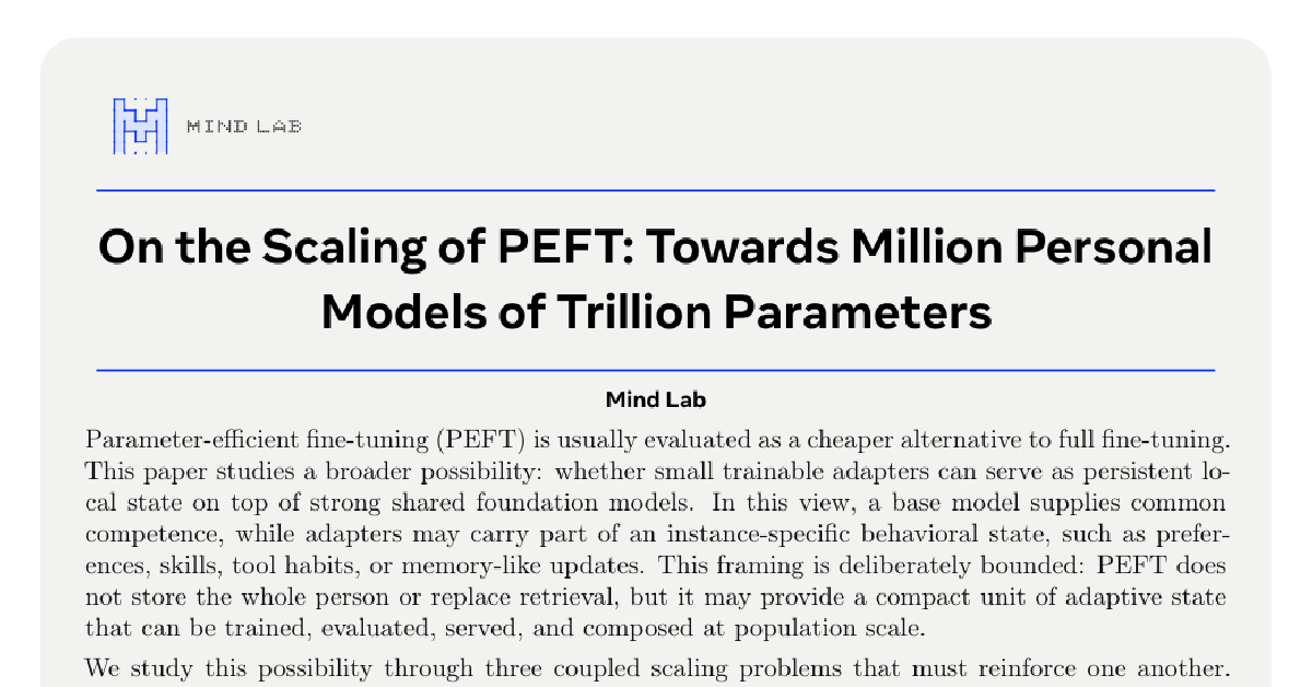 On the Scaling of PEFT: Towards Million Personal Models of Trillion Parameters cover