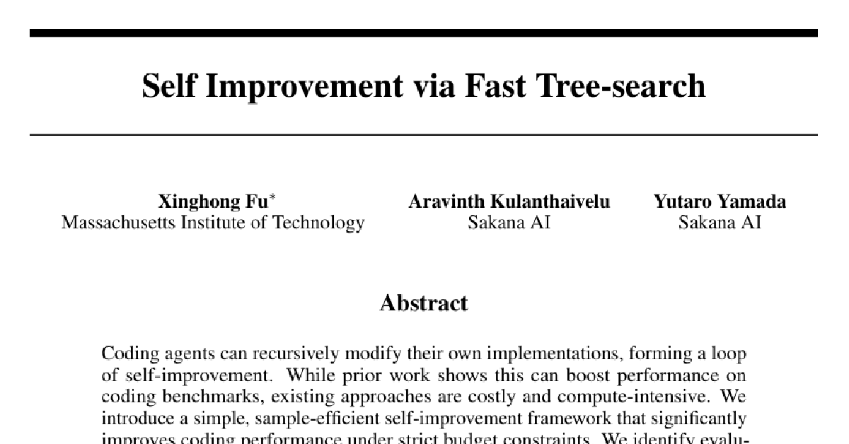 Self Improvement via Fast Tree-search cover