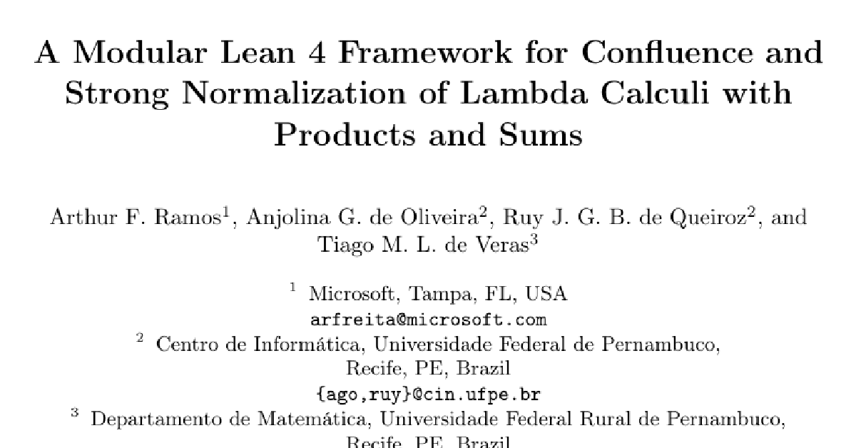 A Modular Lean 4 Framework for Confluence and Strong Normalization of Lambda Calculi with Products and Sums cover