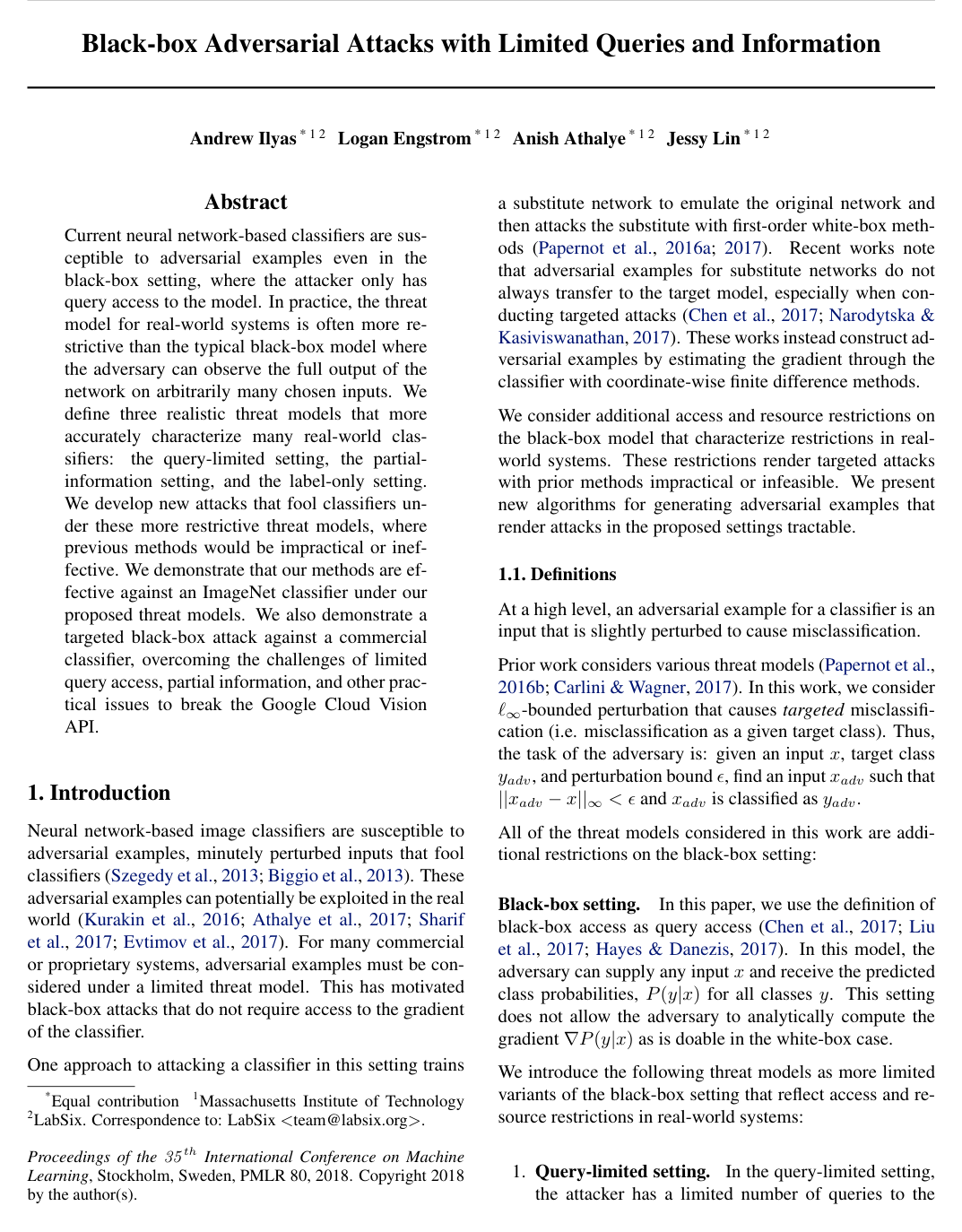 Cover for Black-box Adversarial Attacks with Limited Queries and Information