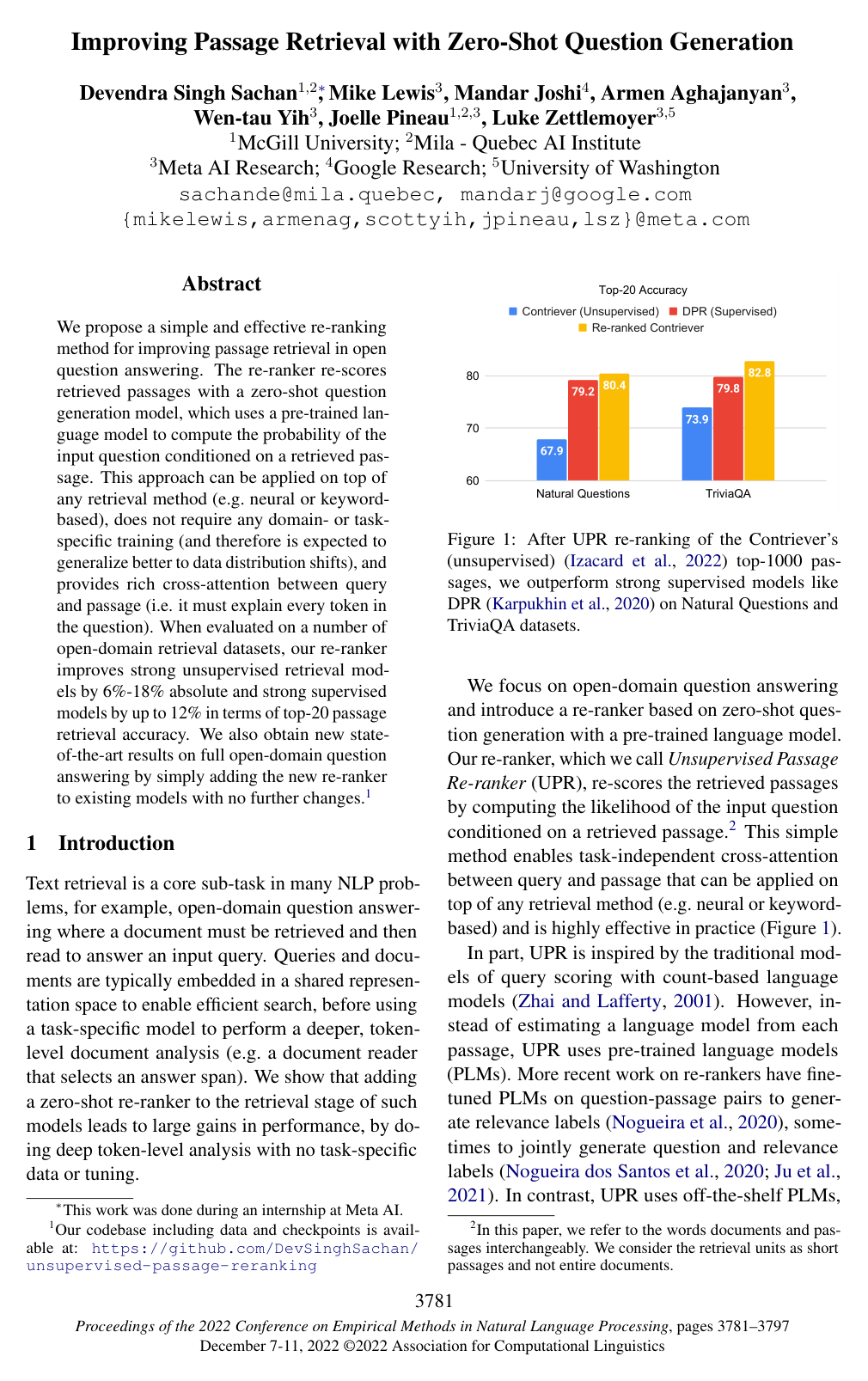 Cover for Improving Passage Retrieval with Zero-Shot Question Generation