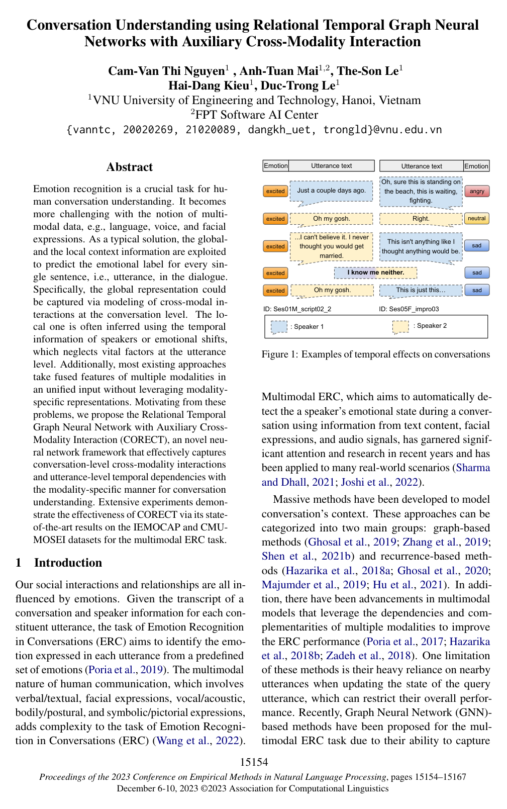 Conversation Understanding using Relational Temporal Graph Neural Networks with Auxiliary Cross-Modality Interaction