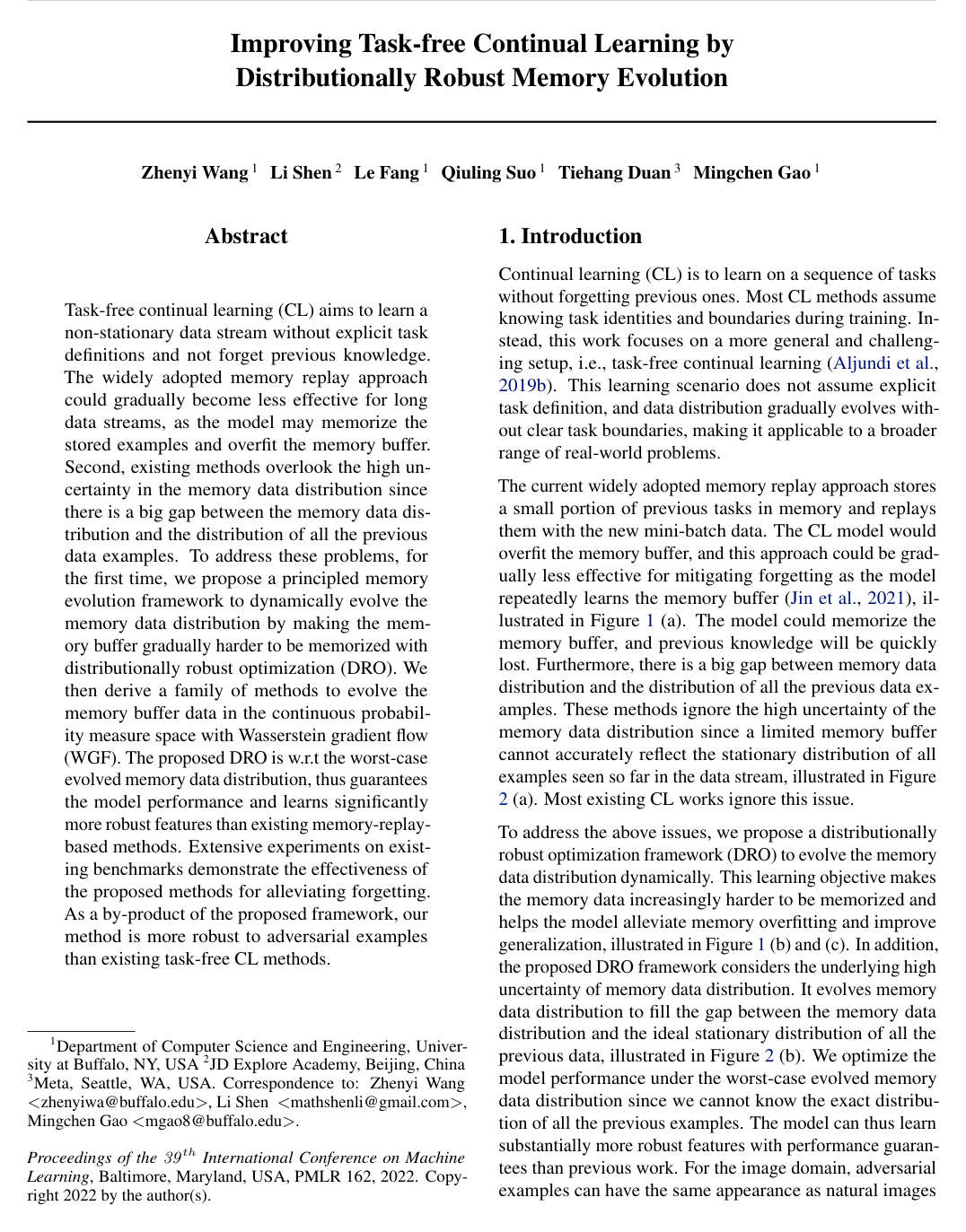 Cover for Improving Task-free Continual Learning by Distributionally Robust Memory Evolution